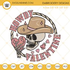 Howdy Valentine Embroidery Designs, Skull Cowboy Heart Embroidery Files