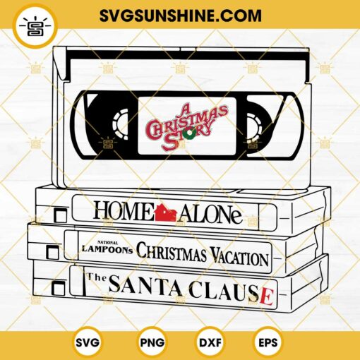 VHS Christmas SVG, A Christmas Story SVG, Home Alone SVG, National Lampoons Christmas Vacation SVG, The Santa Clause SVG