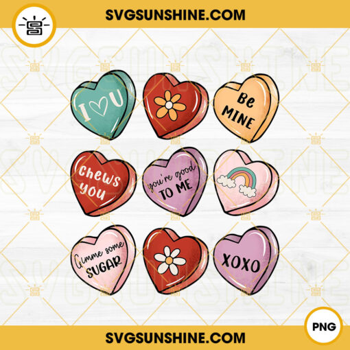 Conversation Hearts Valentine PNG, Valentine Candy Hearts PNG, Valentines Day PNG File