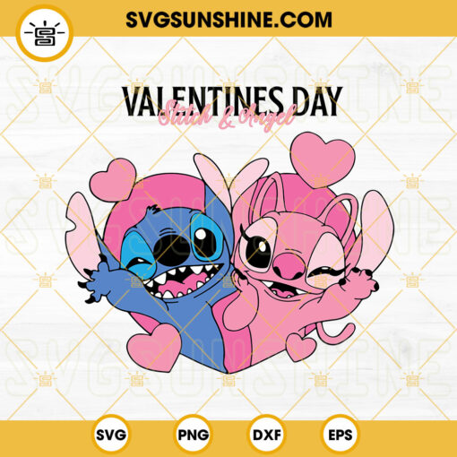 Valentines’s Day Stitch And Angel SVG, Stitch And Angel SVG, Valentines SVG, Cute Couples SVG PNG DXF EPS Cutting Files