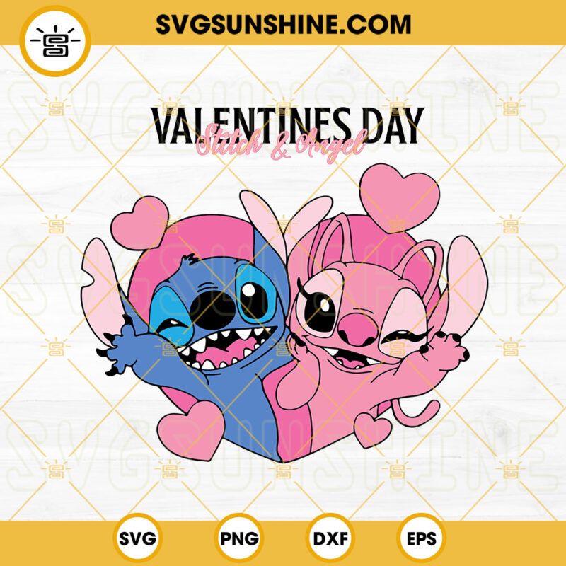 Valentines's Day Stitch And Angel SVG, Stitch And Angel SVG, Valentines
