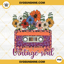 Vintage Soul Flower Retro Cassette PNG, Retro cassette PNG, Leopard print flowers PNG