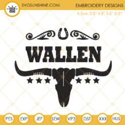 Wallen Bull Skull Embroidery Designs, Morgan Wallen Embroidery Files