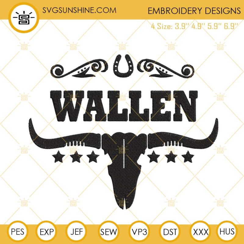 Wallen Bull Skull Embroidery Designs Morgan Wallen Embroidery Files