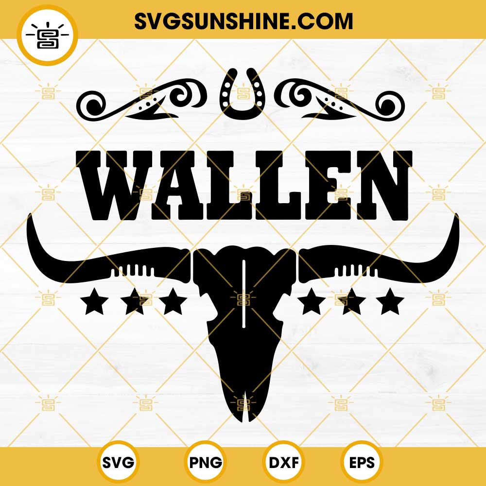 Wallen Bull Skull SVG, Country Western SVG, Western Bull SVG Digital Download