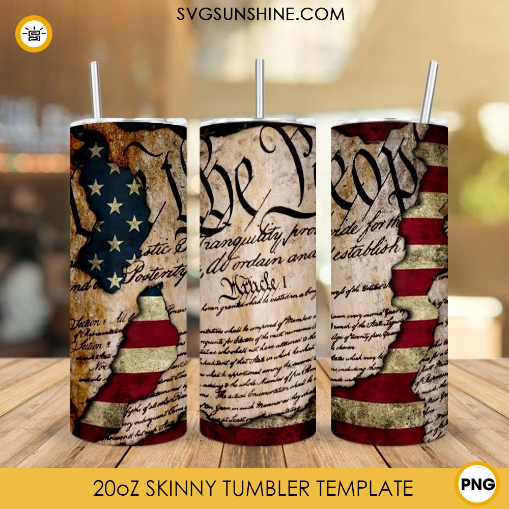 We The People 20oz Skinny Tumbler Sublimation PNG, Patriotic American Tumbler PNG File Digital Download