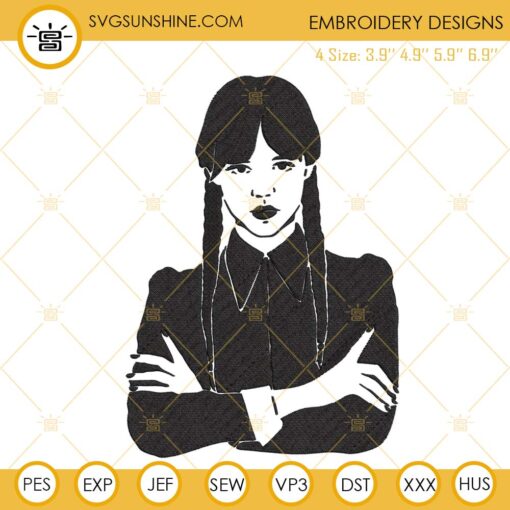 Wednesday Embroidery Designs, Wednesday Addams Embroidery Files