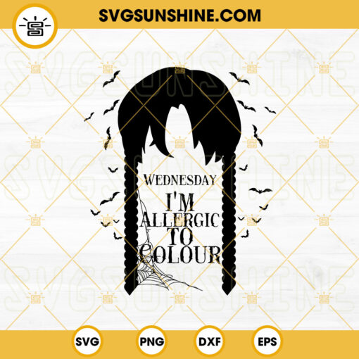 Wednesday I'm Allergic To Colour SVG, Wednesday Addams SVG, Addams Family SVG PNG DXF EPS