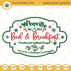 Whoville Bed And Breakfast Embroidery Design, Merry Christmas Machine Embroidery Design