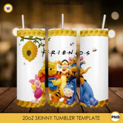 Winnie Pooh Friends 20oz Skinny Tumbler Template PNG, Winnie The Pooh Skinny Tumbler Design PNG File Digital Download
