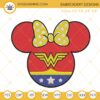 Wonder Woman Minnie Mouse Head Embroidery Design File Digital Download