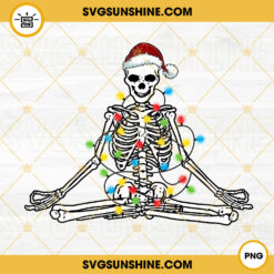 Yoga Skeleton Christmas PNG, Skeleton Meditating PNG, Christmas Skull PNG Digital Download
