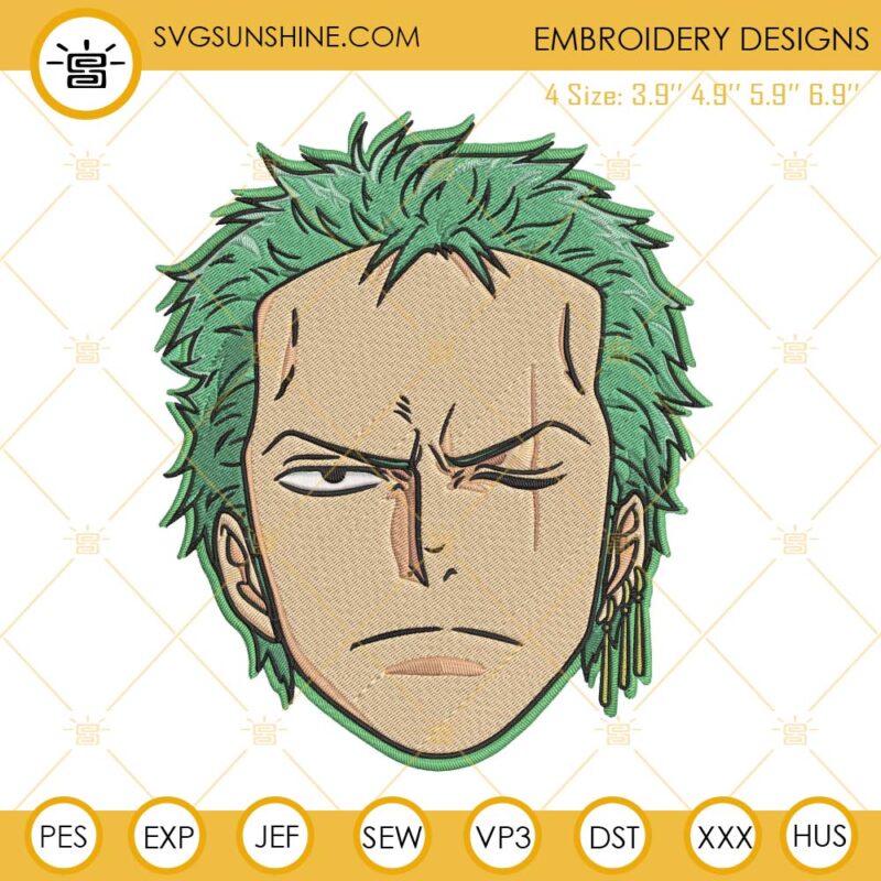 Zoro Embroidery File, One Piece Embroidery Design