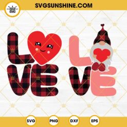 Buffalo Plaid Love Gnome SVG Bundle, Buffalo Plaid Love SVG, Gnome Valentine SVG