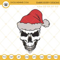 Christmas Skull Santa Hat Embroidery Design Files