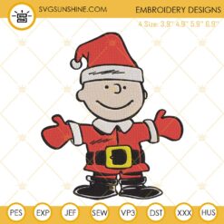 Charlie Brown Santa Embroidery Designs, Snoopy Christmas Embroidery Files