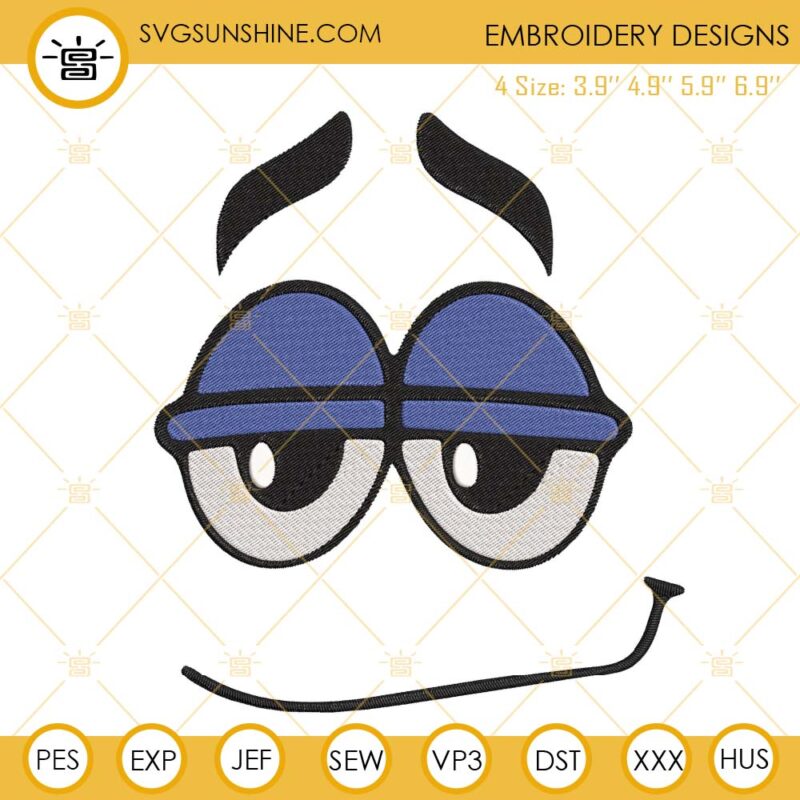 MM Faces Blue Embroidery Design, M And M Embroidery Design File