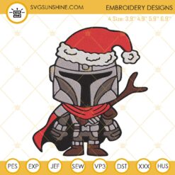Mandalorian Christmas Embroidery Designs, Star Wars Christmas Embroidery Files