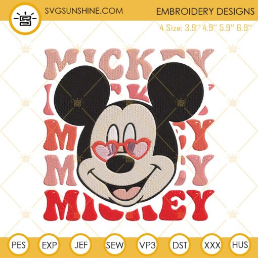 Mickey Valentine Embroidery Design, Valentine’s Day Machine Embroidery Design Files