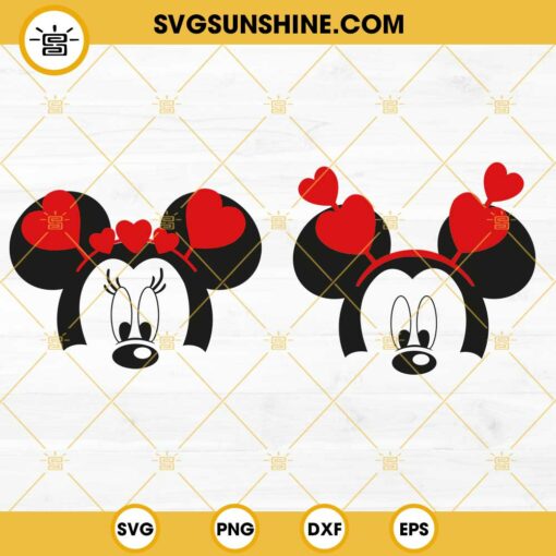 Mickey And Minnie Heart SVG Bundle, Mickey Minnie Valentines Day SVG