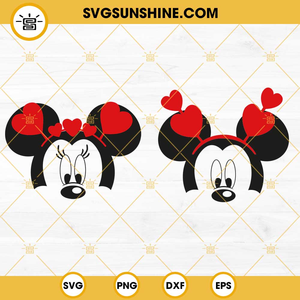 Mickey And Minnie Heart SVG Bundle, Mickey Minnie Valentines Day SVG