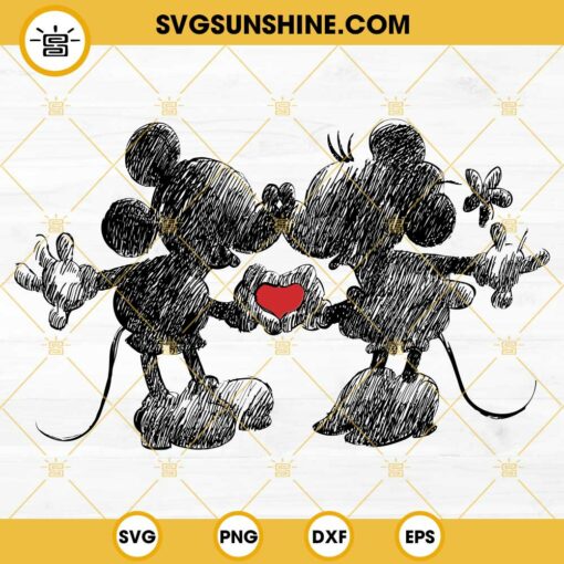 Mickey Minnie Love SVG, Valentines Day SVG PNG DXF EPS Files