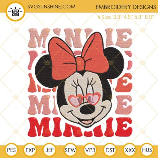 Minnie Valentine Embroidery Files, Valentine’s Day Embroidery Designs