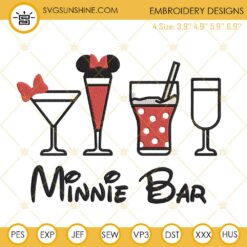 Minnie Bar Embroidery Design, Disney Trip Embroidery Files