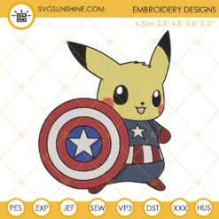 Pikachu Captain Aamerica Embroidery Design File