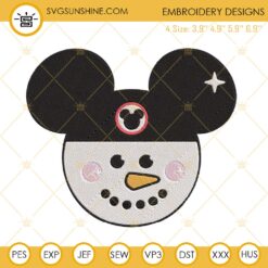 Snowman Mickey Head Embroidery Designs, Mickey Mouse Christmas Embroidery Files