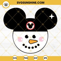 Snowman Mickey Head SVG, Christmas Disneyland Snowman SVG, Mouse Snowman SVG Files