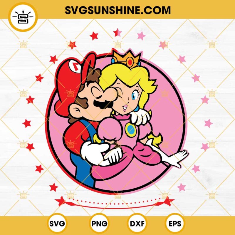 Super Mario And Princess Peach SVG, Super Mario Love Heart SVG, Super