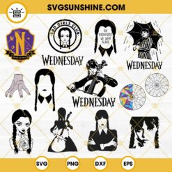 Wednesday Addams SVG Bundle, Wednesday Addams SVG, Wednesday SVG PNG DXF EPS Cricut Silhouette Vector Clipart