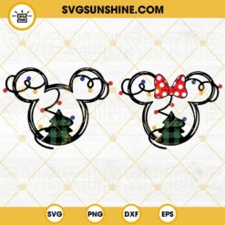 Mickey And Minnie Mouse Christmas Lights SVG, Christmas Tree SVG, Mickey Minnie Christmas SVG Bundle