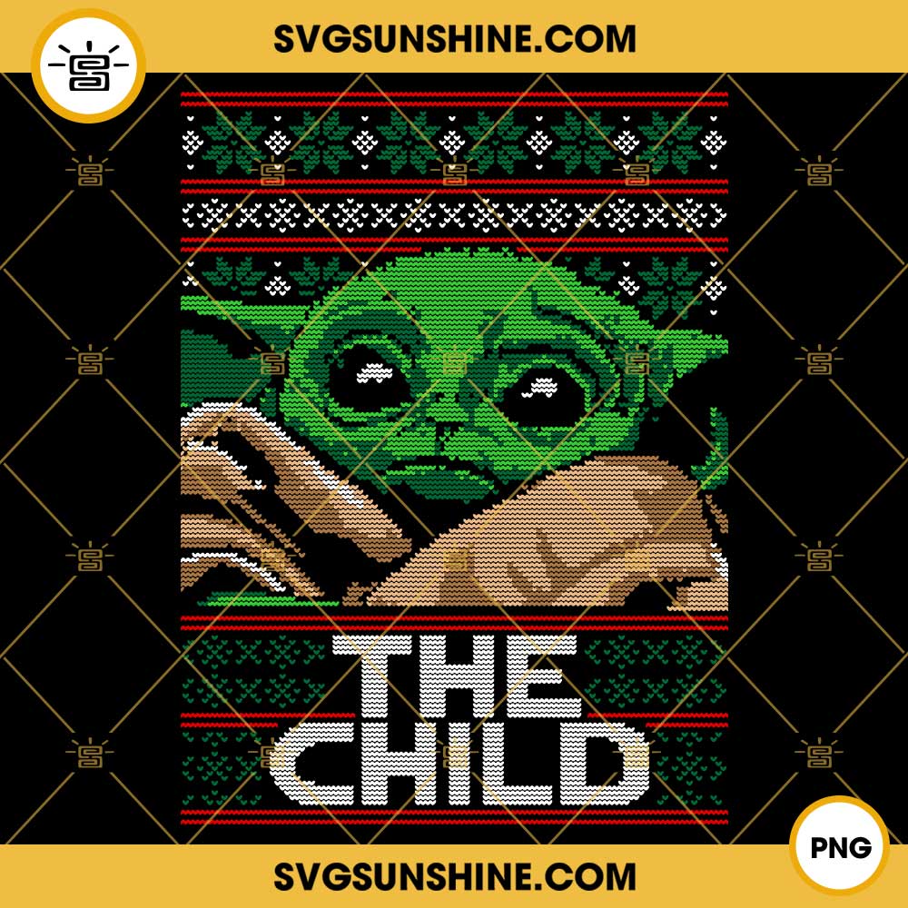 Baby Yoda Christmas Ugly Sweater PNG, Yoda The Child Christmas PNG File Digital Download
