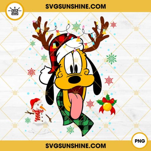 Pluto Disney Christmas Buffalo Plaid PNG, Disney Christmas PNG File Digital Download