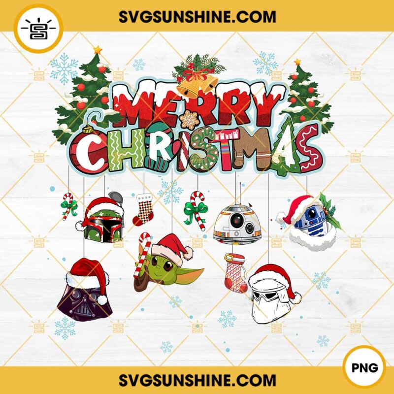 Star Wars Merry Christmas PNG, Christmas Star Wars Characters PNG File