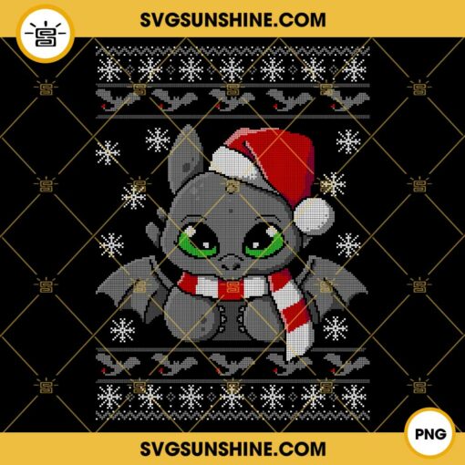 Toothless Ugly Sweater Christmas PNG, How To Train Your Dragon Christmas PNG File Digital Download