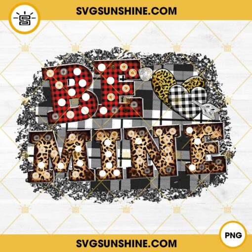 Be Mine Buffalo Plaid And Leopard PNG, Be Mine Valentine PNG, Valentines Day PNG