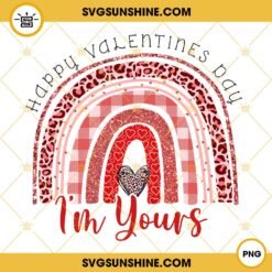 Happy Valentines Day Im Yours PNG, Rainbow Buffalo Plaid And Leopard Valentines Day PNG
