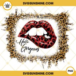 Hello Gorgeous Lips Leopard Valentine PNG, Valentines Day PNG