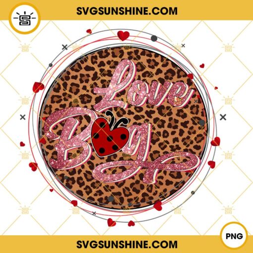 Love Bug Leopard Glitter Valentine PNG, Valentines Day PNG, Bug PNG