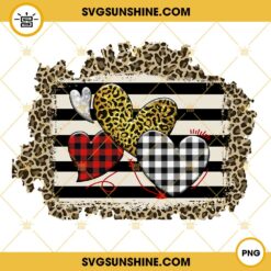 Love Hearts Buffalo Plaid And leopard Glitter PNG, Hearts Valentine PNG, Valentines Day PNG