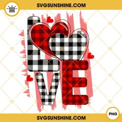 Love Hearts Valentine Buffalo Plaid PNG, Valentines Day PNG