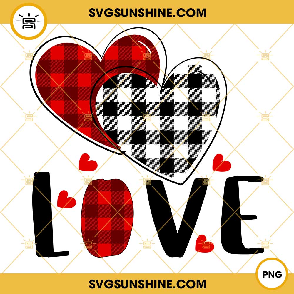 Love Valentine Buffalo Plaid Heart PNG, Valentines Day PNG