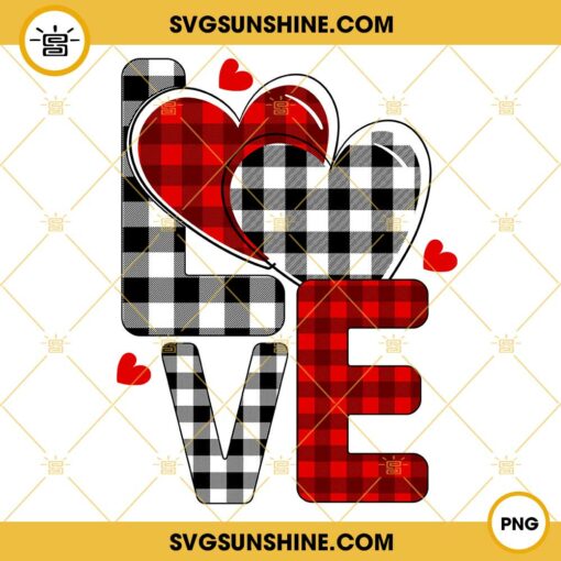 Love Valentine Buffalo Plaid PNG, Valentine’s Day PNG