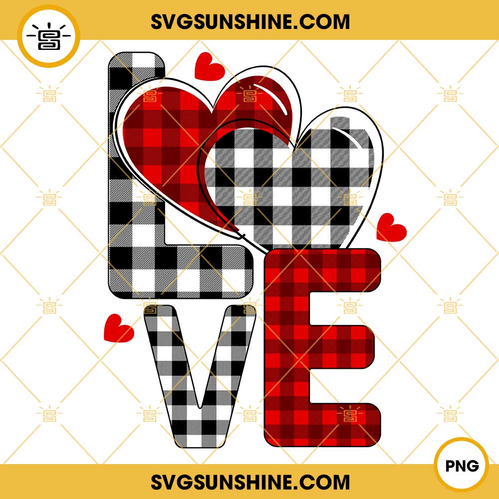 Love Valentine Buffalo Plaid PNG, Valentine's Day PNG