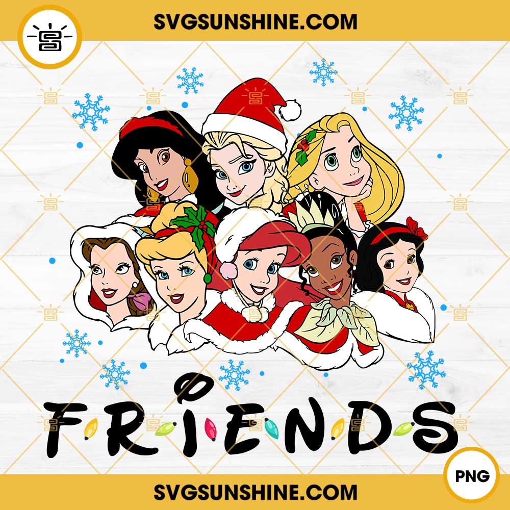 Disney Princess Christmas Friends PNG, Christmas Disney Princess Characters PNG File Digital Download