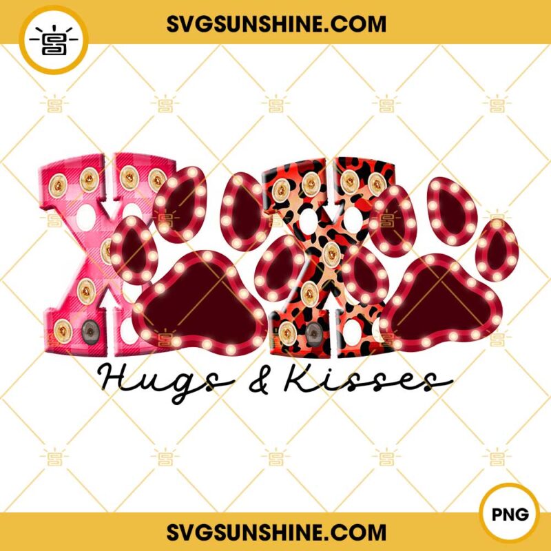 XoXo Hugs And KIsses Paws Valentine PNG, Valentine's Day PNG