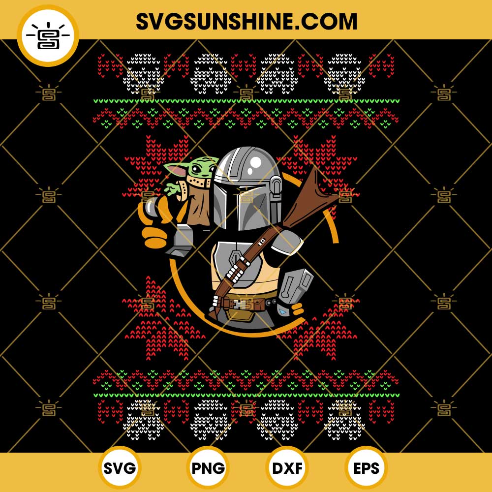 The Mandalorian Ugly Christmas Sweater SVG, Baby Yoda Christmas SVG, Star Wars Mandalorian Christmas SVG